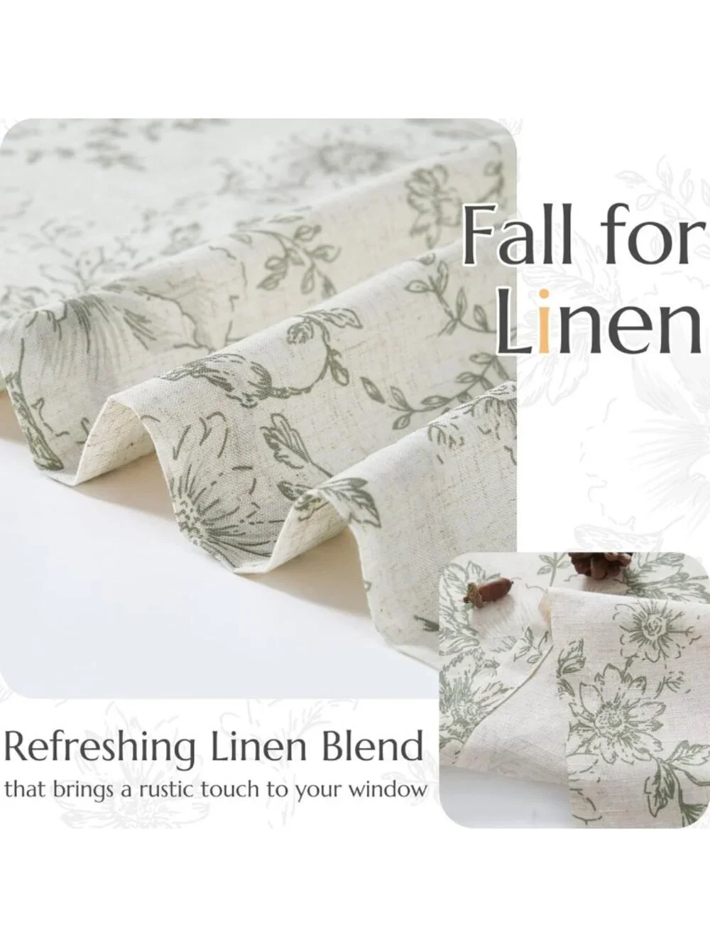 Floral Linen Tie-Up Valance Curtain - 45